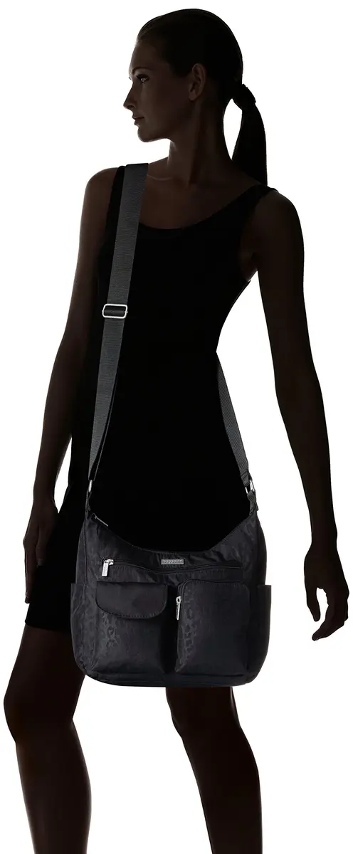Baggallini Everyplace Bag Shoulder Bag Black Cheetah Emboss 25.9cm (10.25"w) | Lightweight Water-Resistant Nylon - view 2