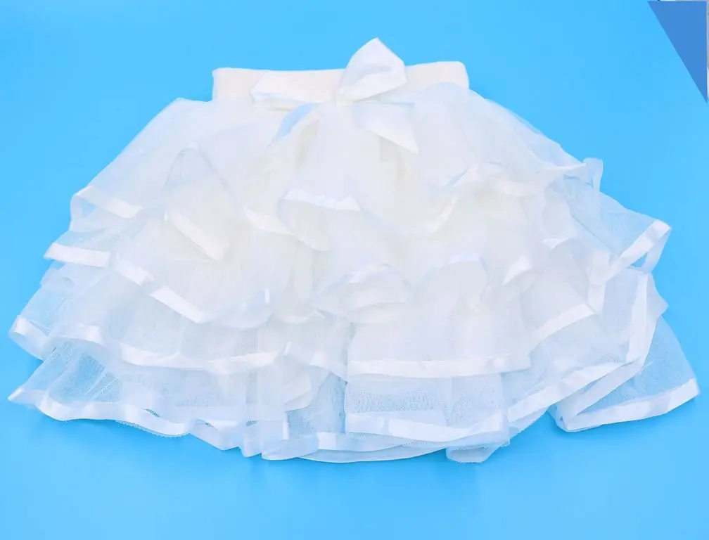 Tortoise & Rabbit Girls Tulle Tutu Skirt, White, 9-12 Years | Breathable Cotton & Soft Tulle for Dress Up - view 2