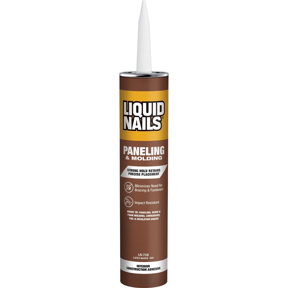 Liquid Nails Paneling & Molding Construction Adhesive LN-710 Tan | 10 fl oz (296 ml) Tube | Low VOC, Water-Resistant, Instant Grab for Interior Projects - main product image