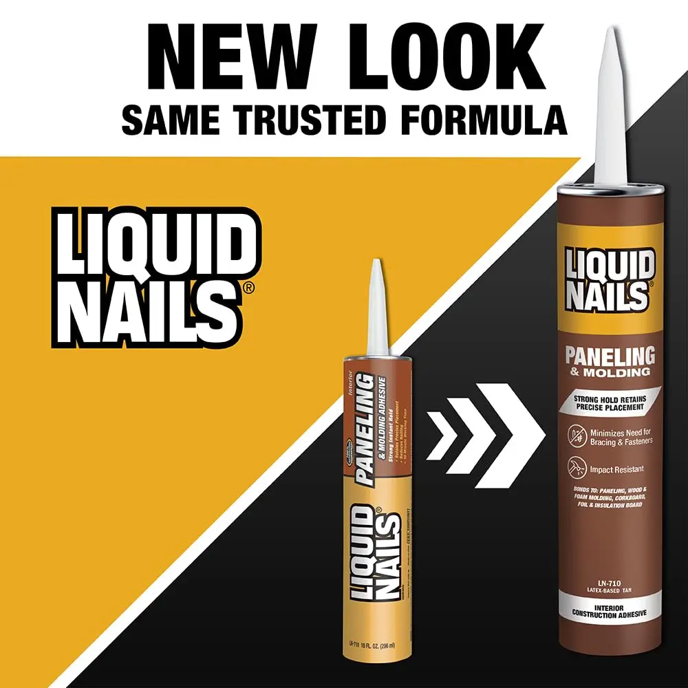 Liquid Nails Paneling & Molding Construction Adhesive LN-710 Tan | 10 fl oz (296 ml) Tube | Low VOC, Water-Resistant, Instant Grab for Interior Projects - view 2
