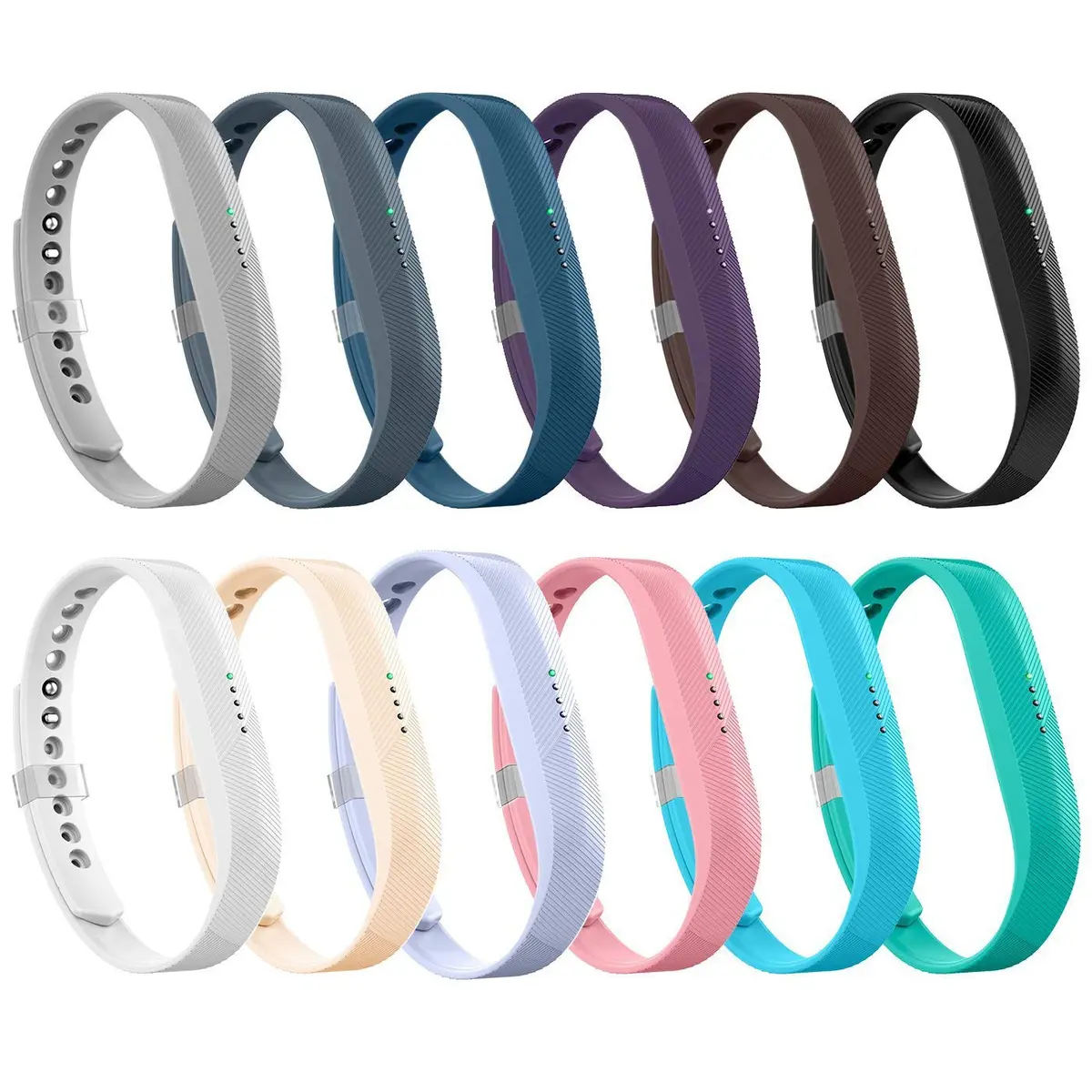 LEEFOX 12 Colors Compatible with Flex 2 Bands Large | Adjustable Silicone Wristbands for Fitbit Flex 2 - main product image