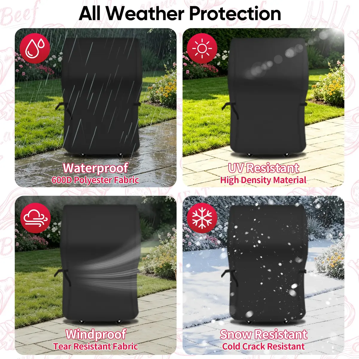 NEXCOVER Grill Cover, 30 Inch Waterproof BBQ Cover, 600D Heavy Duty Gas Grill Cover, Fade Resistant, Weather Resistant, Rip Resistant for Weber, Brinkmann, Char Broil - view 5
