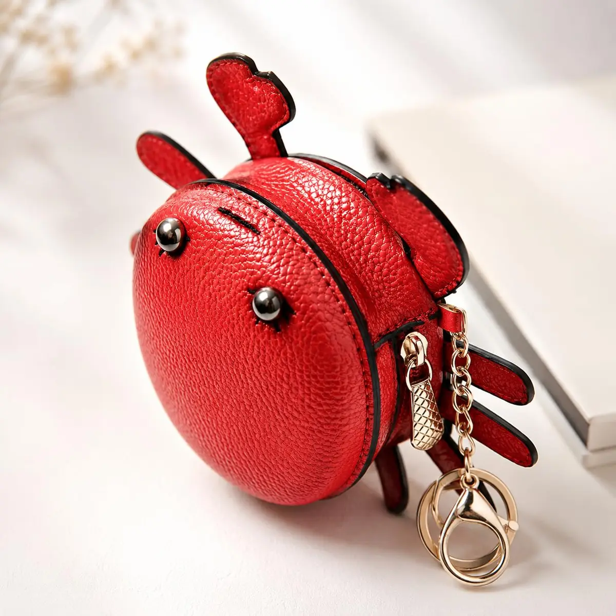 QZUnique Crab Coin Purse Keychain Bag - Red 9.5cm (3.74"L x 1.96"W x 3.74"H) | Cute Animal Shaped Zippered Pouch - view 6
