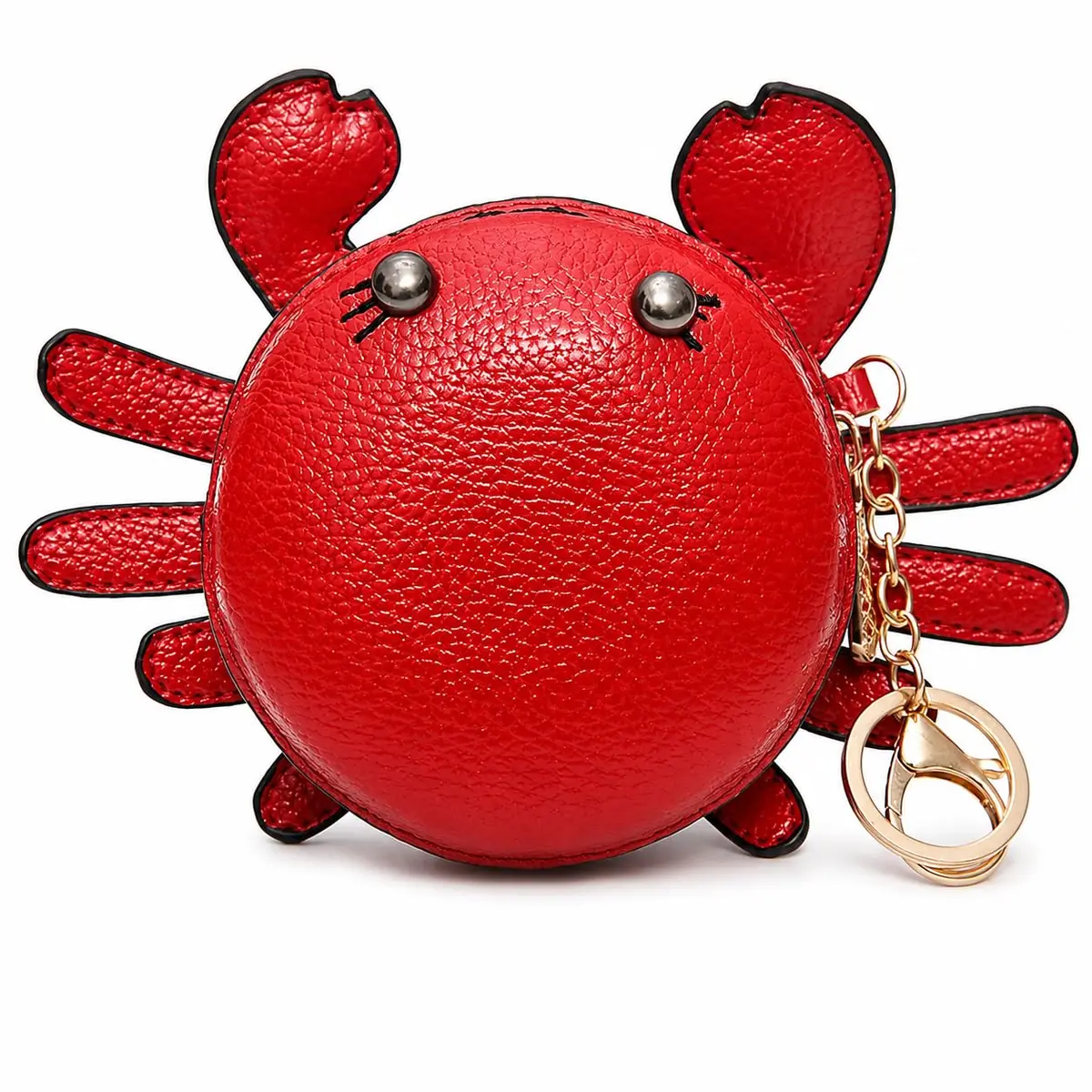 QZUnique Crab Coin Purse Keychain Bag - Red 9.5cm (3.74"L x 1.96"W x 3.74"H) | Cute Animal Shaped Zippered Pouch - main product image