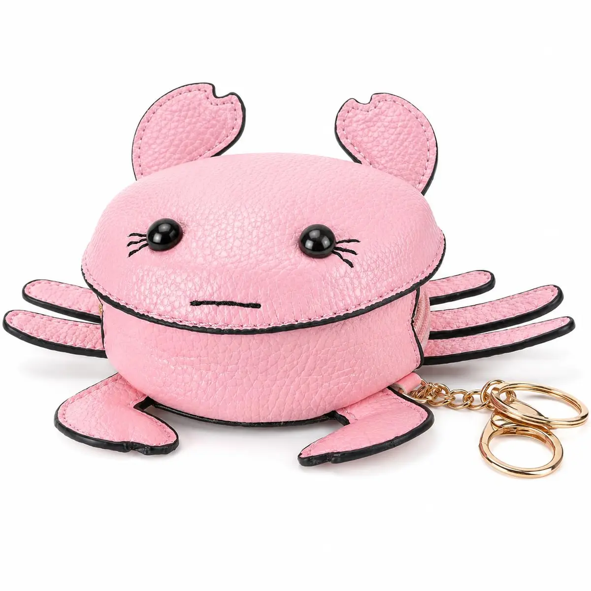 QZUnique Crab Coin Purse Keychain Bag - Pink 7.4cm (2.9in) | Cute 3D Animal Shaped Change Pouch with Zipper - view 4