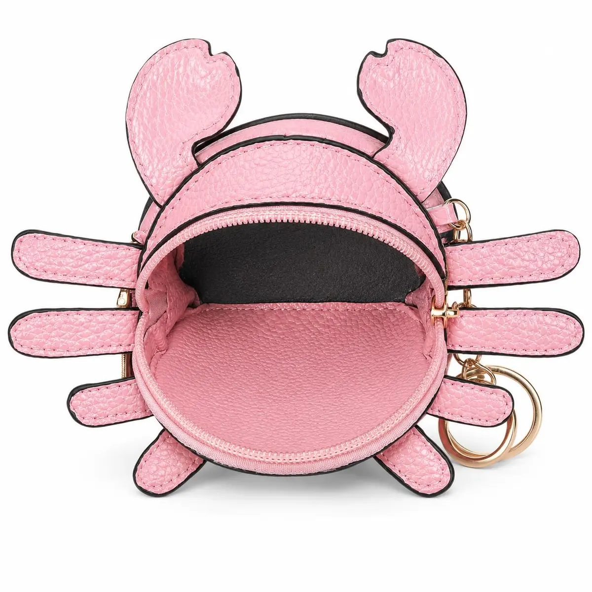 QZUnique Crab Coin Purse Keychain Bag - Pink 7.4cm (2.9in) | Cute 3D Animal Shaped Change Pouch with Zipper - view 5