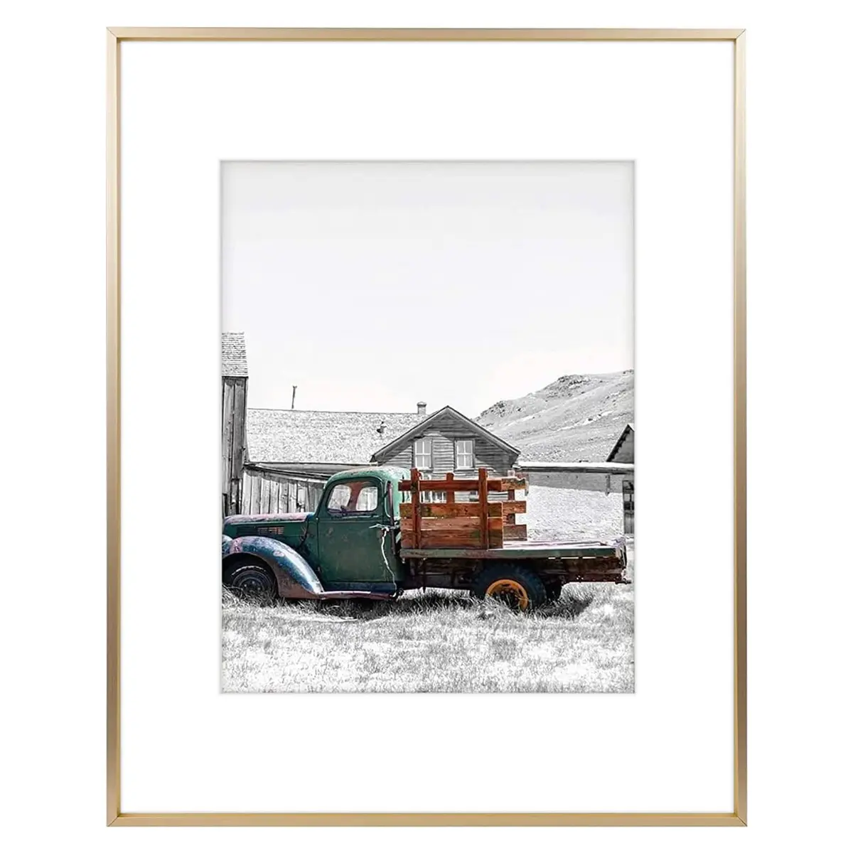 Golden State Art 16x20 Gold Aluminum Frame, Real Glass, Mat Fits 11x14 | Elegant Wall & Tabletop Display - main product image