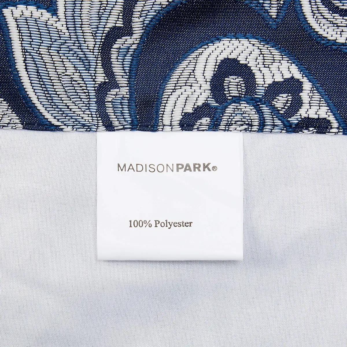 Madison Park Faux Silk Paisley Jacquard Valance 50x18" Navy | Elegant Paisley Design with Beaded Trim - view 5