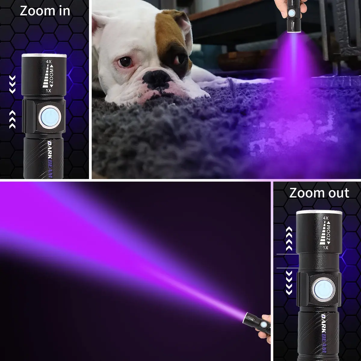 DARKBEAM UV Light Rechargeable Flashlight 395nm | Handheld Blacklight for Pet Urine & Currency - view 4