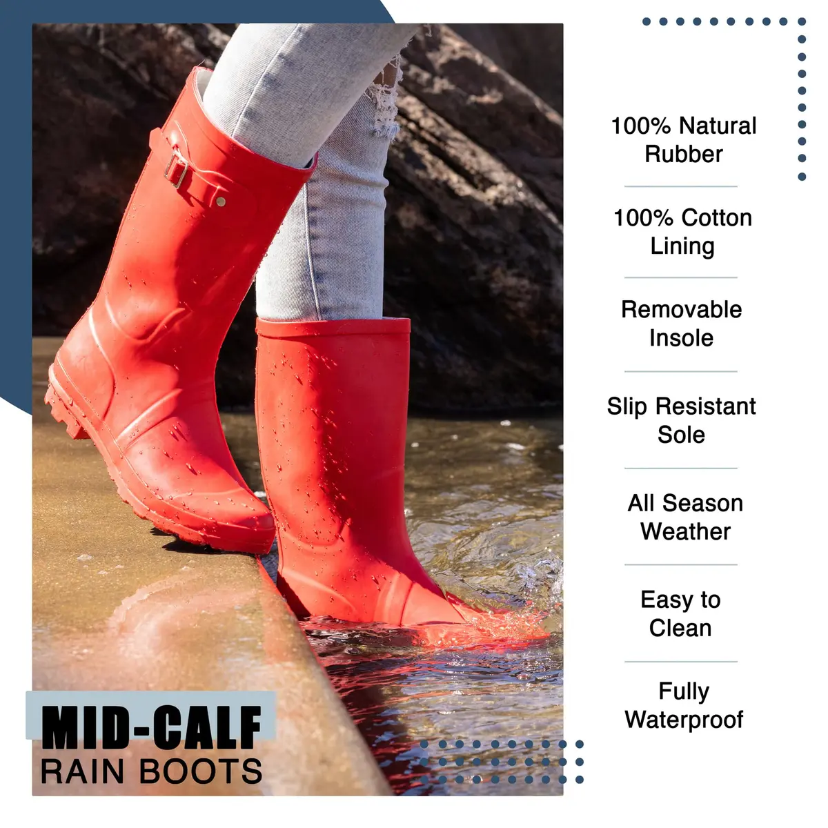 NORTY Waterproof Rain Boots for Women Size 7 | Slip-Resistant & Stylish (70-120 chars) - view 6