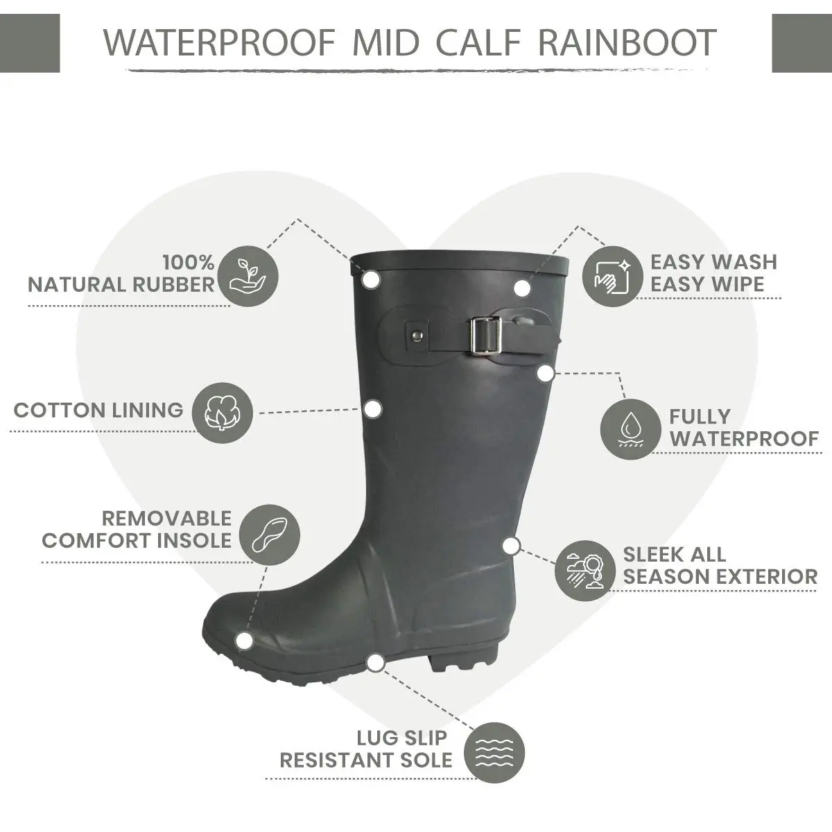 NORTY Waterproof Rain Boots for Women Size 7 | Slip-Resistant & Stylish (70-120 chars) - view 8