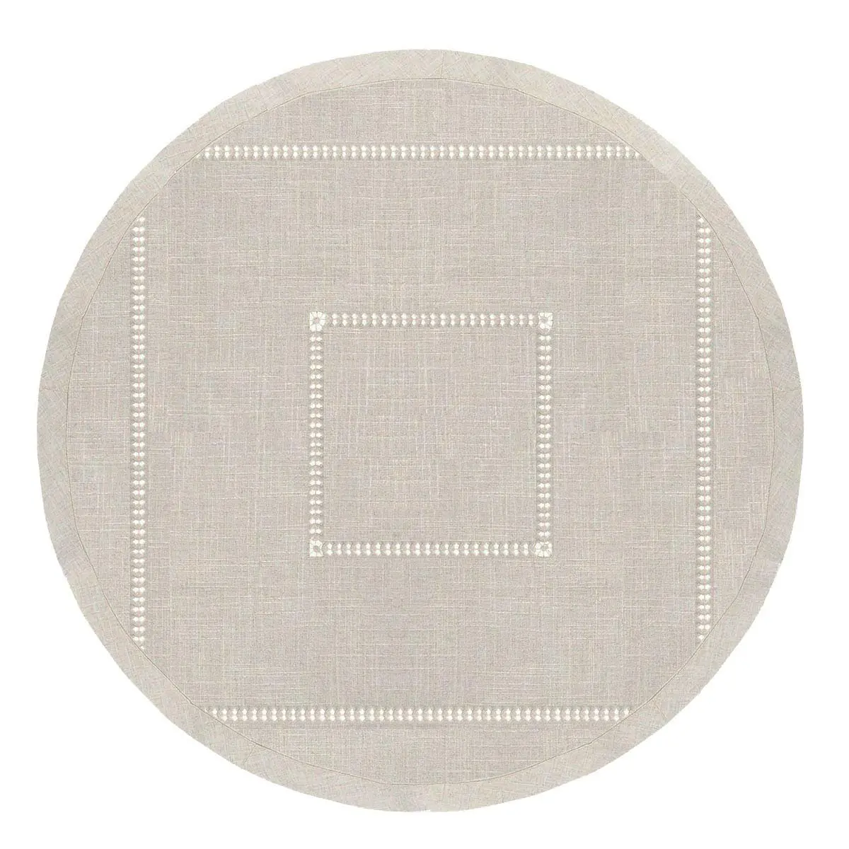 Grelucgo Handmade Double Hemstitch Natural Round Tablecloth 54 Inch | Rustic Farmhouse Style - main product image