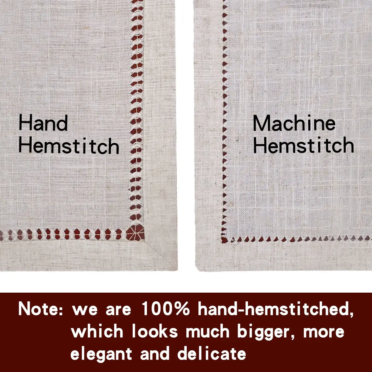 Grelucgo Handmade Double Hemstitch Natural Round Tablecloth 54 Inch | Rustic Farmhouse Style - view 3