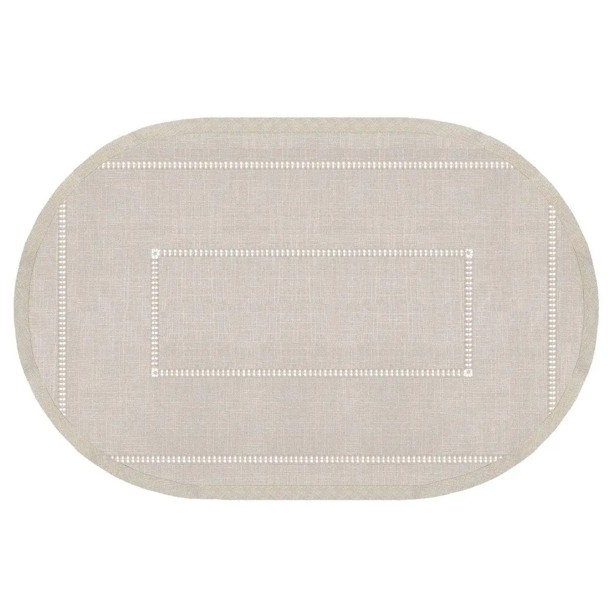 Grelucgo Handmade Double Hemstitch Natural Oval Tablecloth 54x72 Inch | Rustic & Durable - view 2