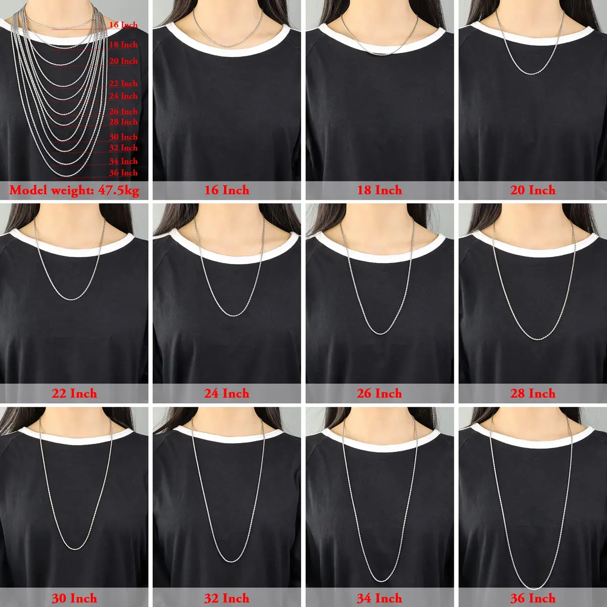 HolyFast Twist Chain Necklace - Stainless Steel Rope Jewelry for Men & Women | 16-36 inch, 2.5-8 mm wide - view 5
