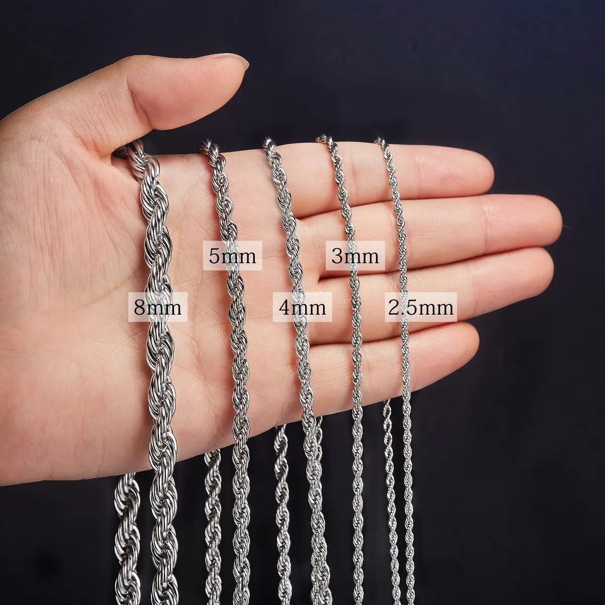 HolyFast Twist Chain Necklace - Stainless Steel Rope Jewelry for Men & Women | Stylish, Durable, Unisex - view 7