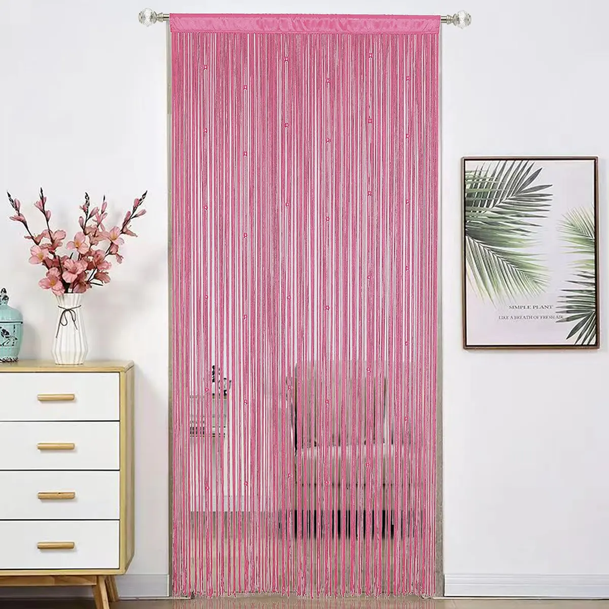 HSYLYM Beaded Macrame Fringe Boho Curtains for Doorways & Windows 39"W x 79"L | Modern Boho Home Decor - main product image