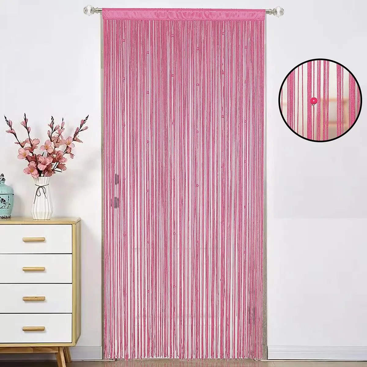 HSYLYM Beaded Macrame Fringe Boho Curtains for Doorways & Windows 39"W x 79"L | Modern Boho Home Decor - view 2