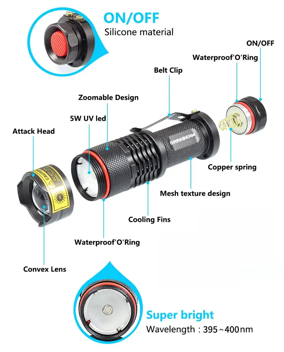DARKBEAM UV 395nm Flashlight 2 Pack | Detect Pet Urine & Fluorescent Items - view 8