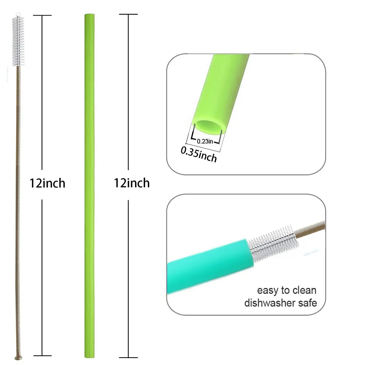 Tegion Extra Long Silicone Straws 33cm (13 Inch) | Pack of 8 Reusable Straws for Tall Tumblers - view 6