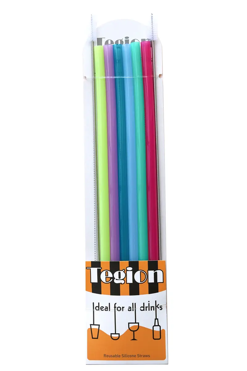 Tegion Extra Long Silicone Straws 33cm (13 Inch) | Pack of 8 Reusable Straws for Tall Tumblers - view 7
