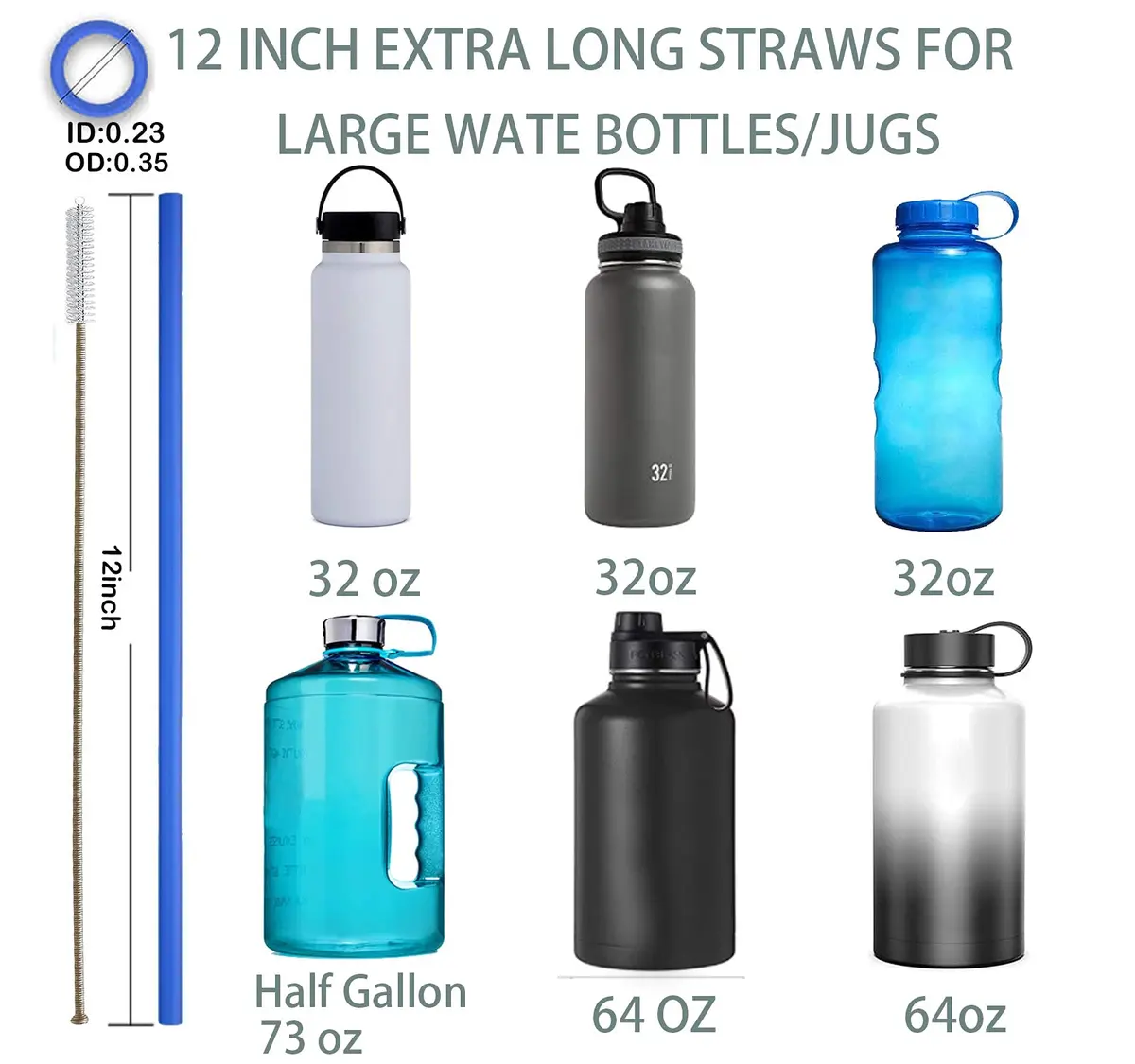 Tegion Extra Long Silicone Straws 33cm (13 Inch) | Pack of 8 Reusable Straws for Tall Tumblers - view 2