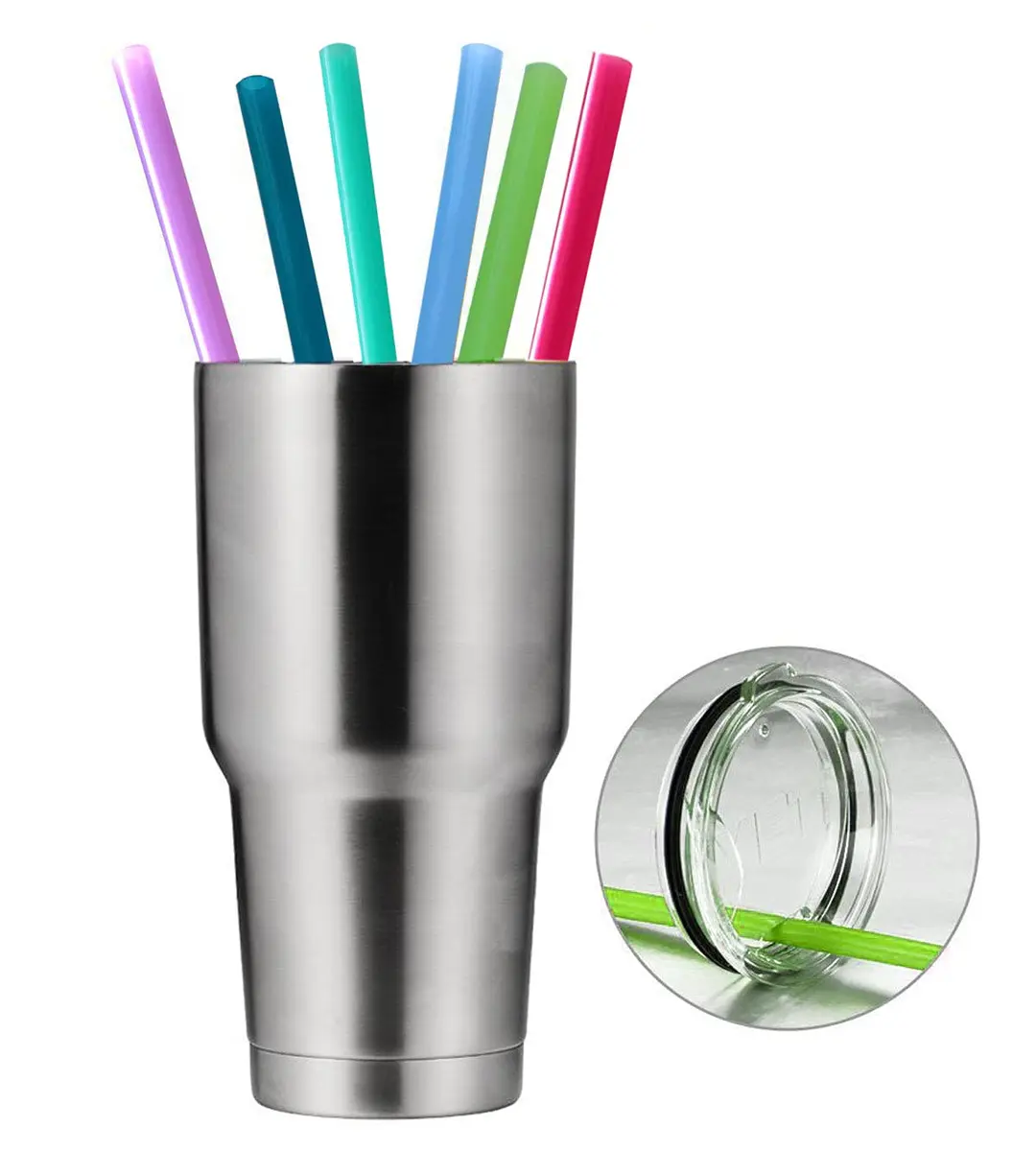Tegion Extra Long Silicone Straws 33cm (13 Inch) | Pack of 8 Reusable Straws for Tall Tumblers - view 4