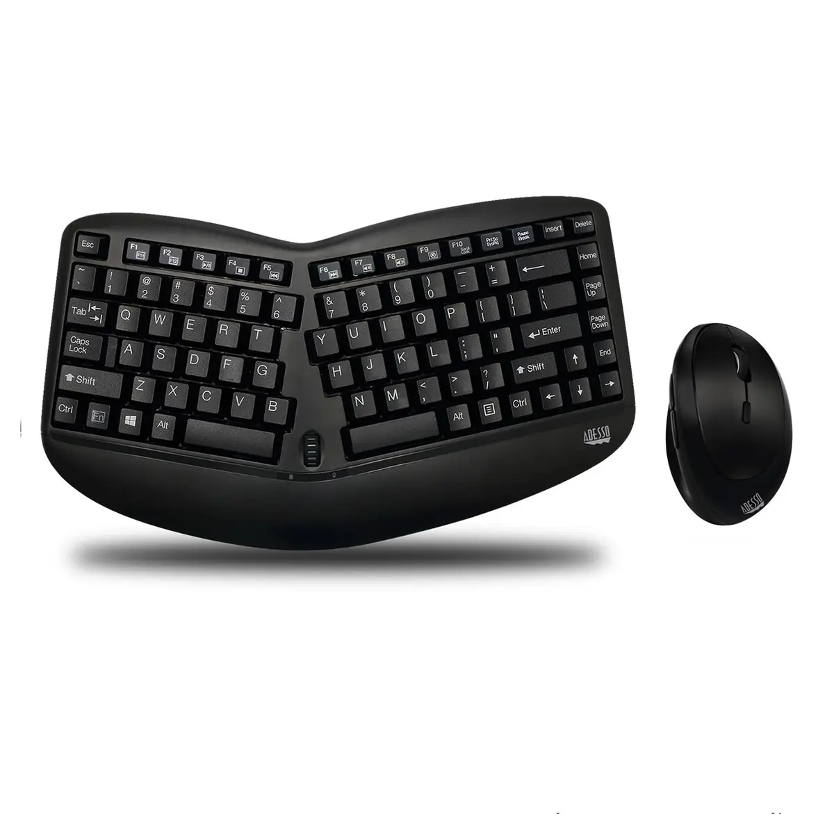 Adesso WKB-1150CB Tru-Form Wireless Ergonomic Mini Keyboard & Mouse Combo | Compact, Vertical Design for Comfort - main product image