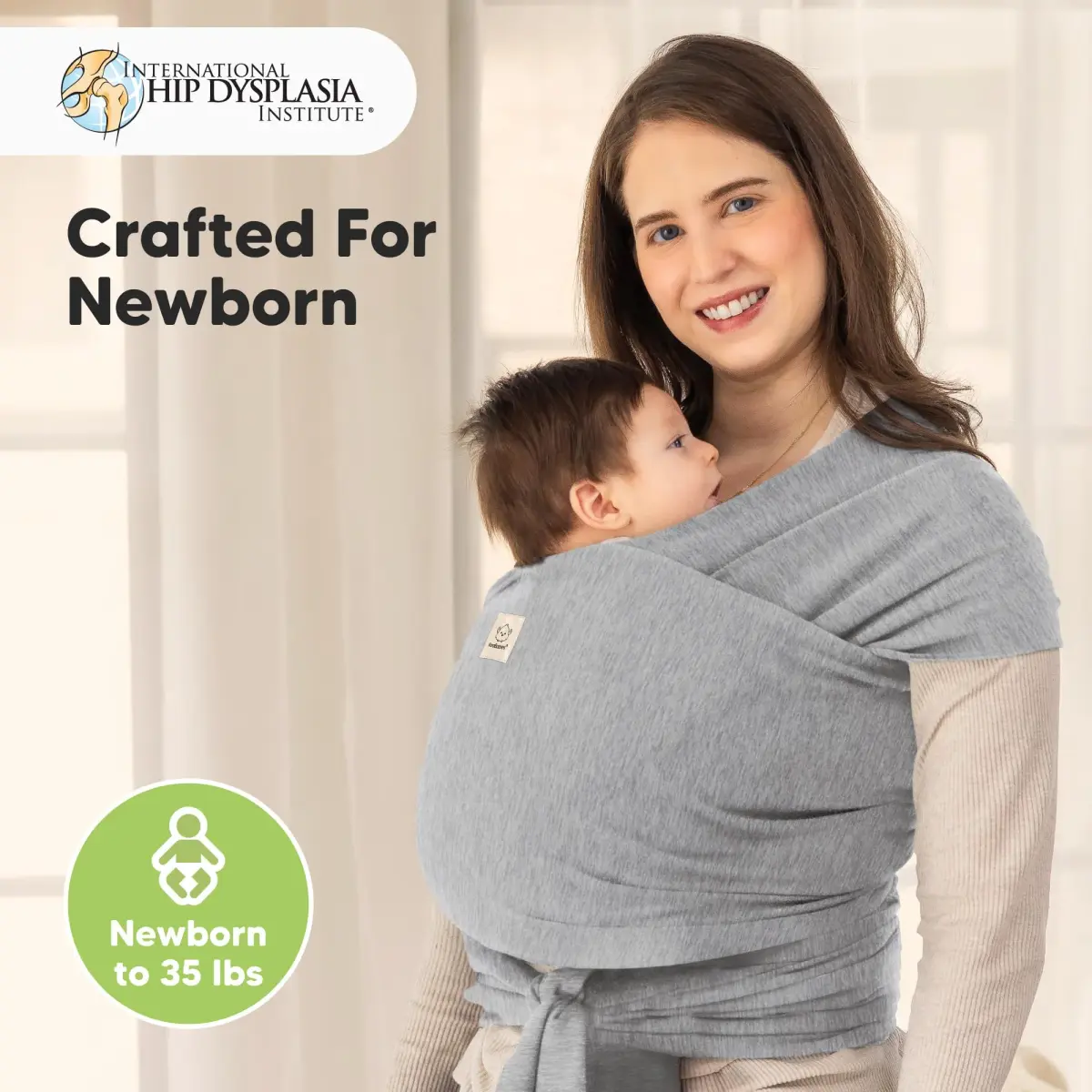KeaBabies Original Baby Wrap Carrier - Classic Gray, One Size (Pack of 1) - view 2