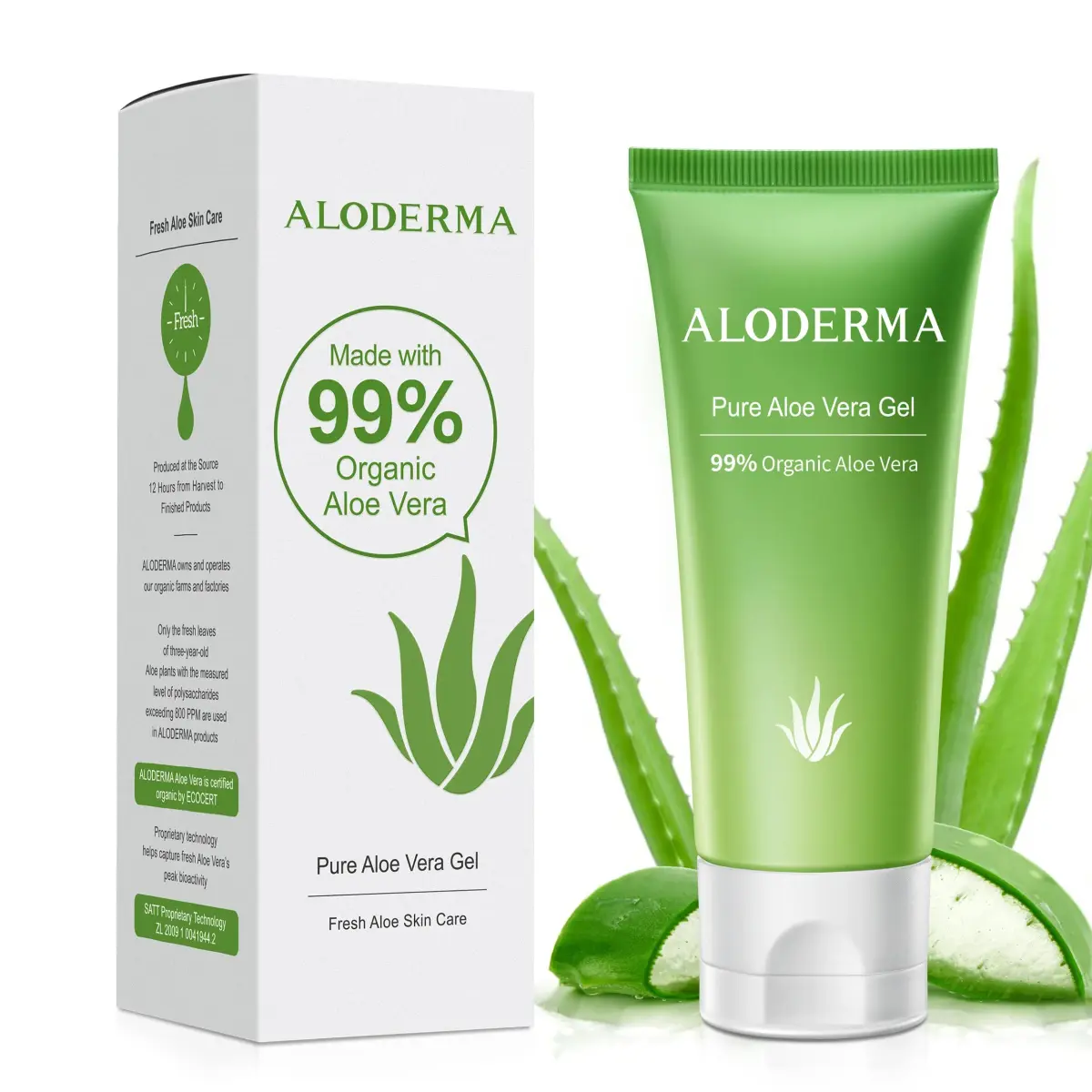 Aloderma 99% Organic Aloe Vera Gel 45ml (1.5oz) | Soothes & Hydrates Sun-Exposed Skin - main product image
