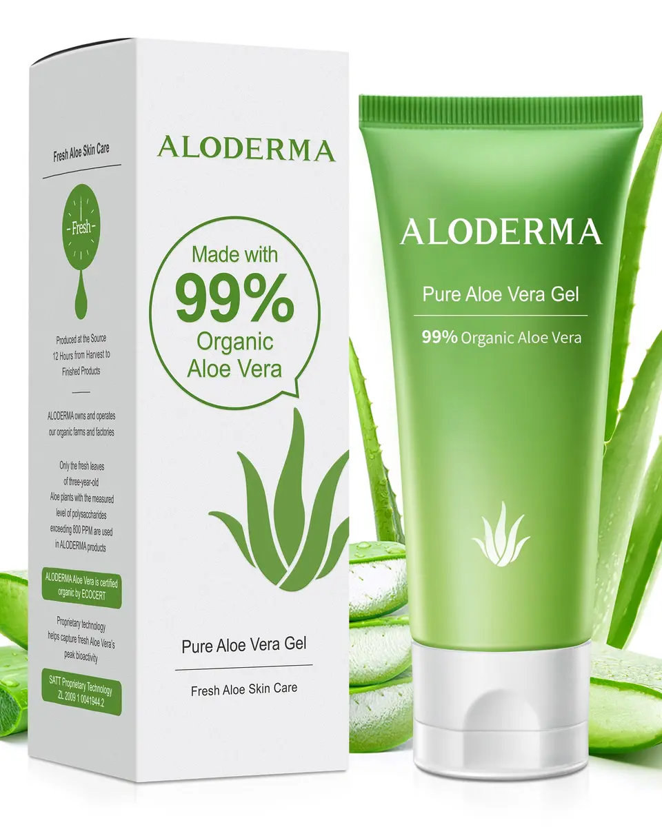 Aloderma Organic Aloe Vera Gel 114ml (4.02oz) | Pure Hydration for Face & Body - main product image