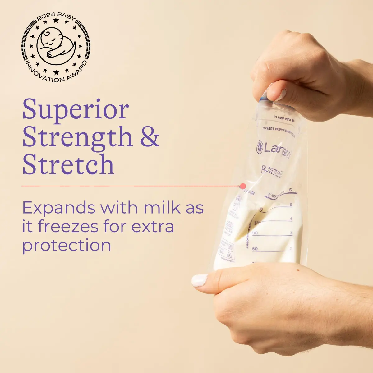 Lansinoh Breastmilk Storage Bags 6oz (177ml) with 2 Pump Adapters | USA-Imported, BPA-Free, 50 Count - view 6