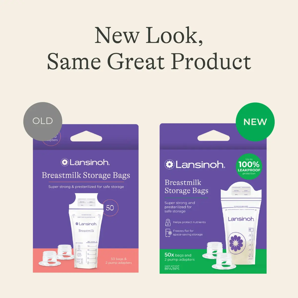 Lansinoh Breastmilk Storage Bags 6oz (177ml) with 2 Pump Adapters | USA-Imported, BPA-Free, 50 Count - view 2