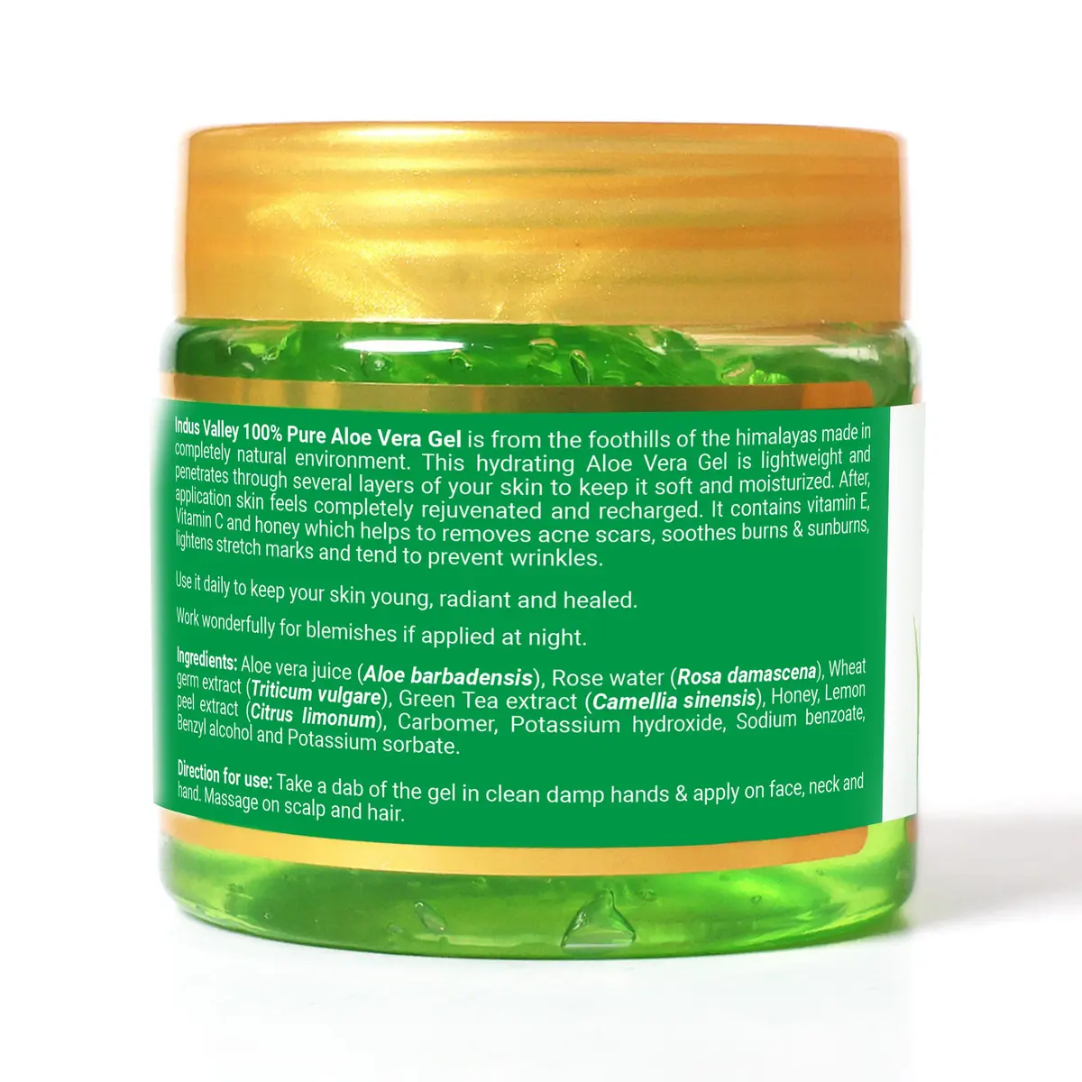 INDUS VALLEY Bio Organic Pure Aloe Vera Gel With Green Tea Extract 175ml (5.9 Fl Oz) | Soothes & Hydrates Skin, Scalp, Hair - view 2
