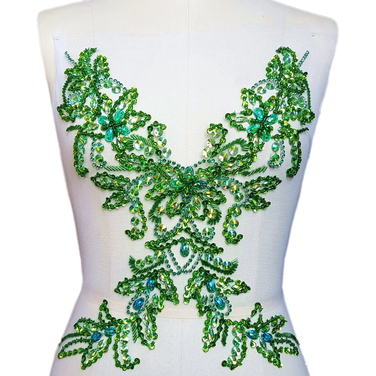 Succi Shan Beaded Applique Patch 15.3x11.4" | Handmade Floral Embroidered Rhinestones - main product image