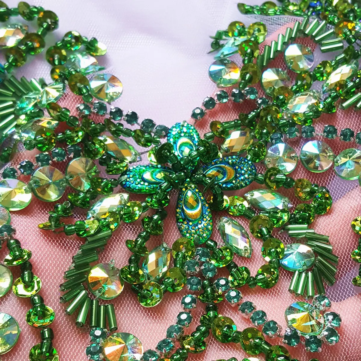 Succi Shan Beaded Applique Patch 15.3x11.4" | Handmade Floral Embroidered Rhinestones - view 5
