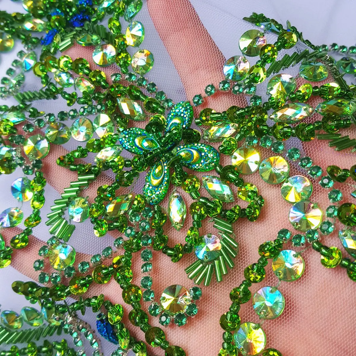 Succi Shan Beaded Applique Patch 15.3x11.4" | Handmade Floral Embroidered Rhinestones - view 3