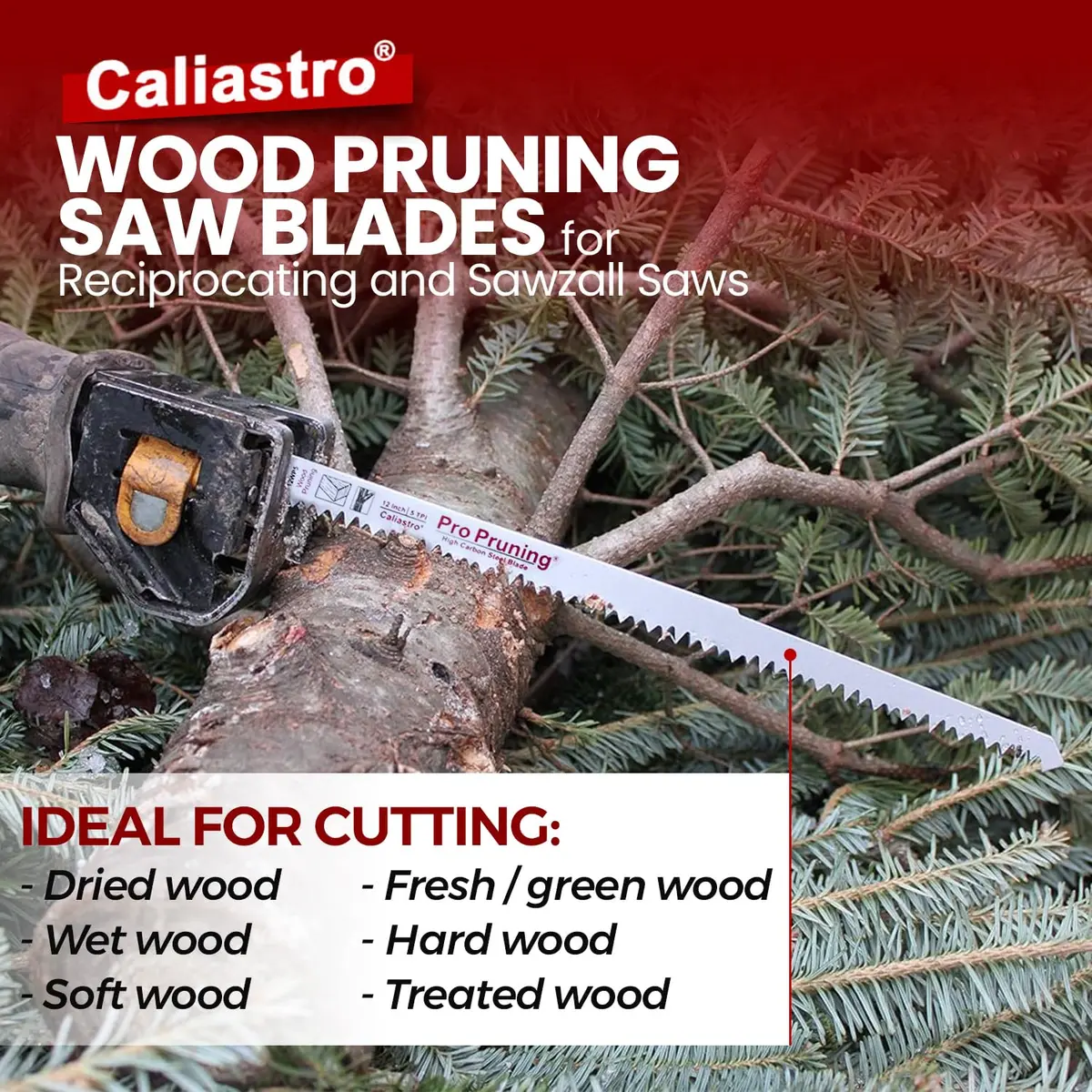 Caliastro 12-Inch Wood Pruning Saw Blades 5 TPI, 1.4mm Thick, 5-Pack | Fast, Efficient Cuts - view 6