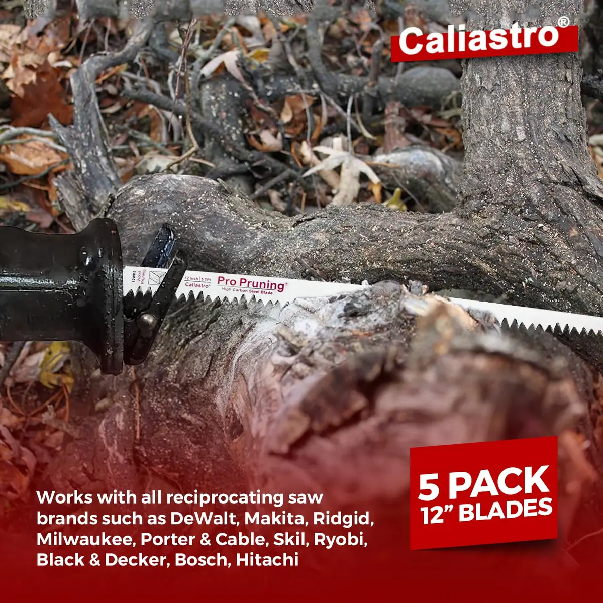 Caliastro 12-Inch Wood Pruning Saw Blades 5 TPI, 1.4mm Thick, 5-Pack | Fast, Efficient Cuts - view 2