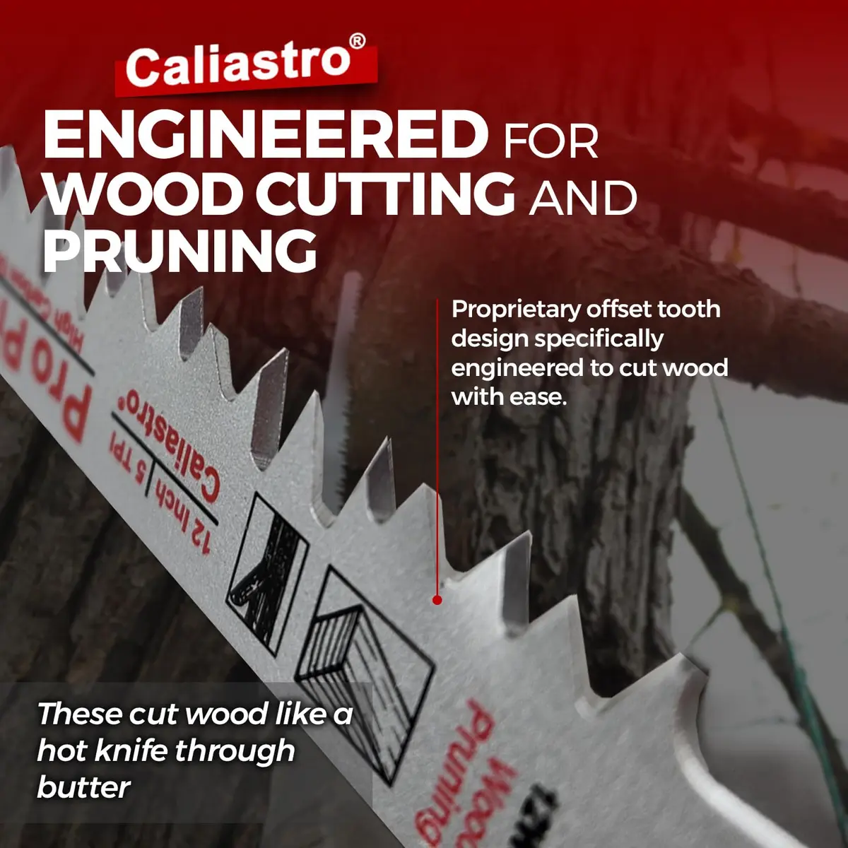 Caliastro 12-Inch Wood Pruning Saw Blades 5 TPI, 1.4mm Thick, 5-Pack | Fast, Efficient Cuts - view 3
