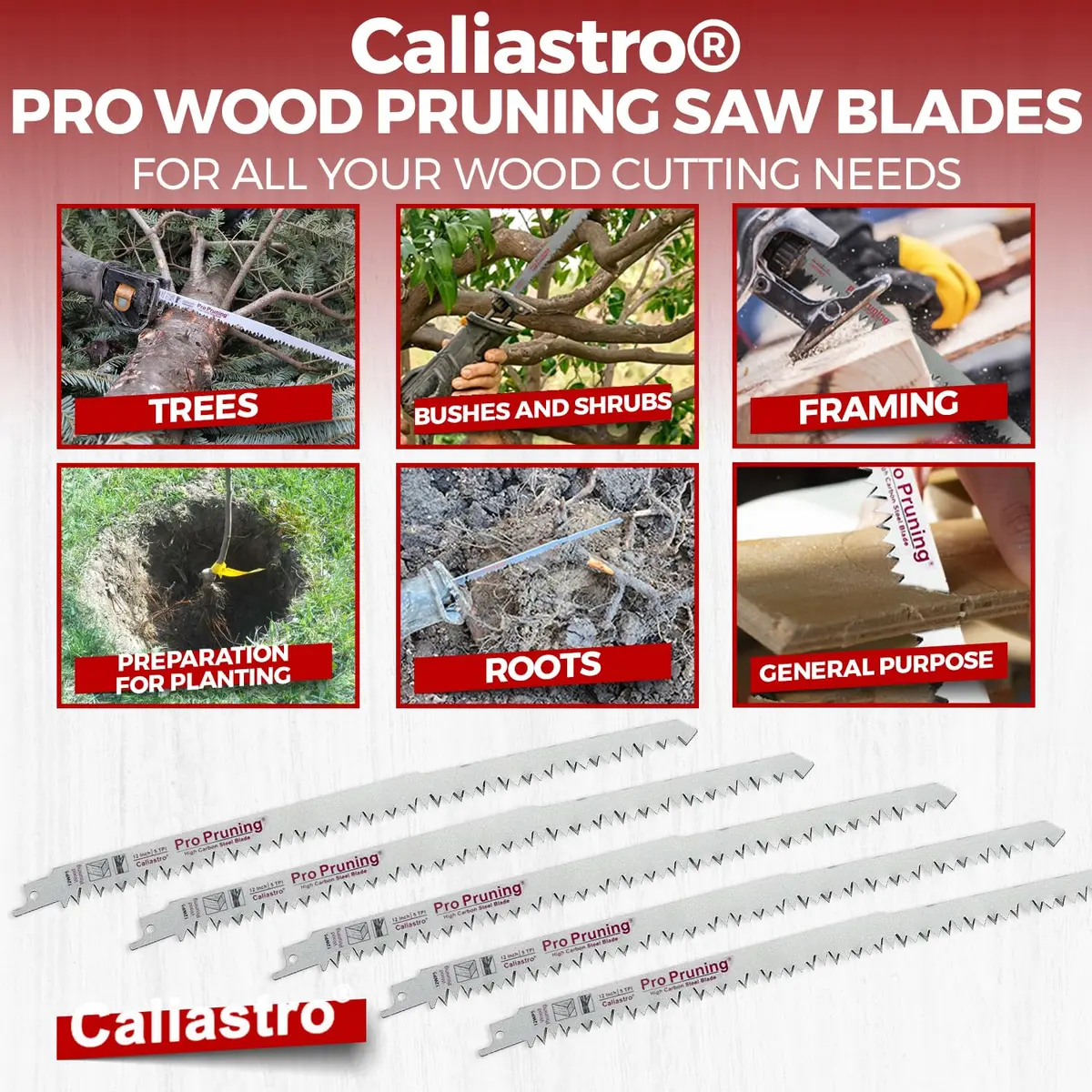 Caliastro 12-Inch Wood Pruning Saw Blades 5 TPI, 1.4mm Thick, 5-Pack | Fast, Efficient Cuts - view 4