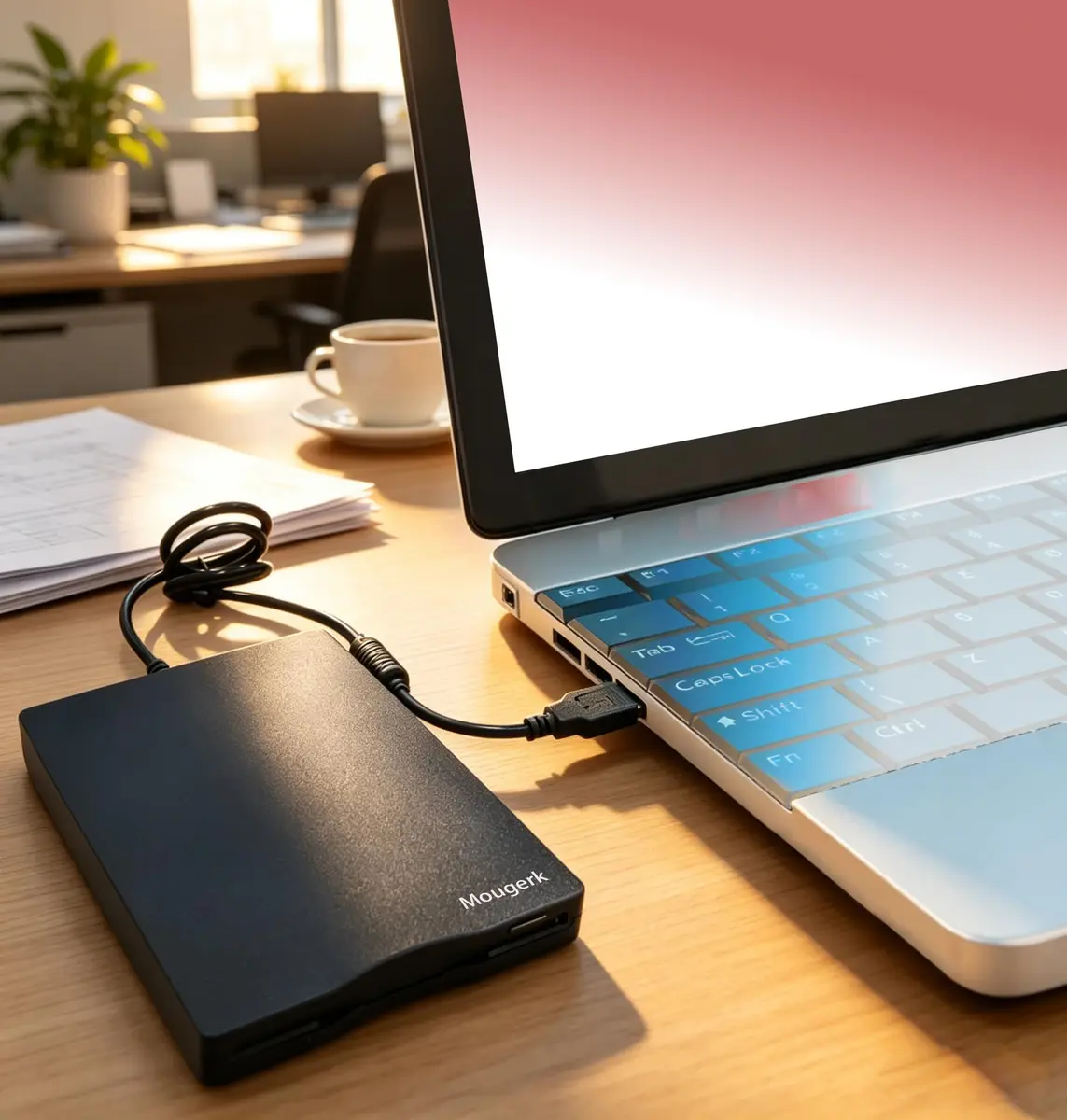 Mougerk Floppy Drive 3.5 External USB Floppy Diskette Drive | Portable Data Storage (70-120c) - view 2