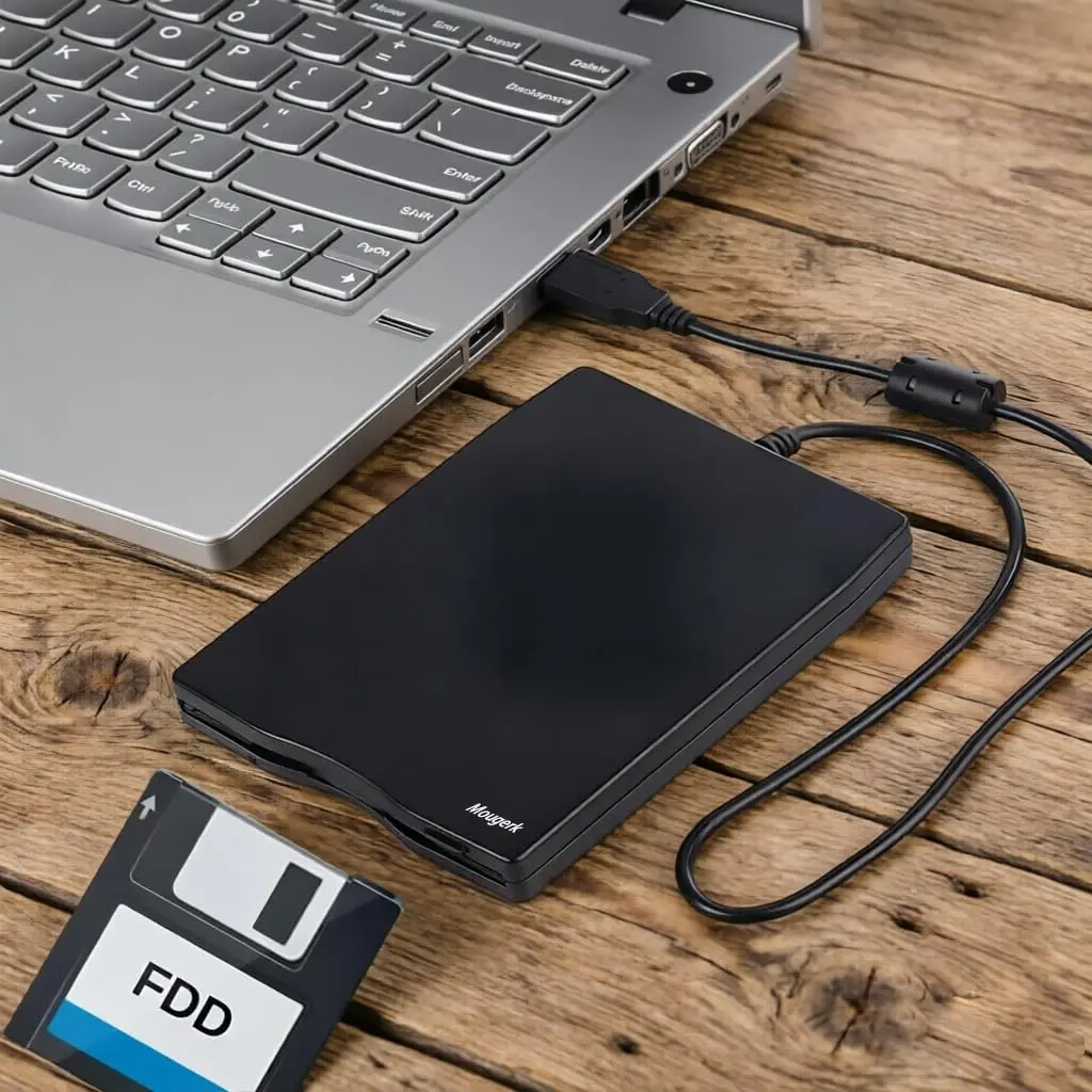Mougerk Floppy Drive 3.5 External USB Floppy Diskette Drive | Portable Data Storage (70-120c) - view 3
