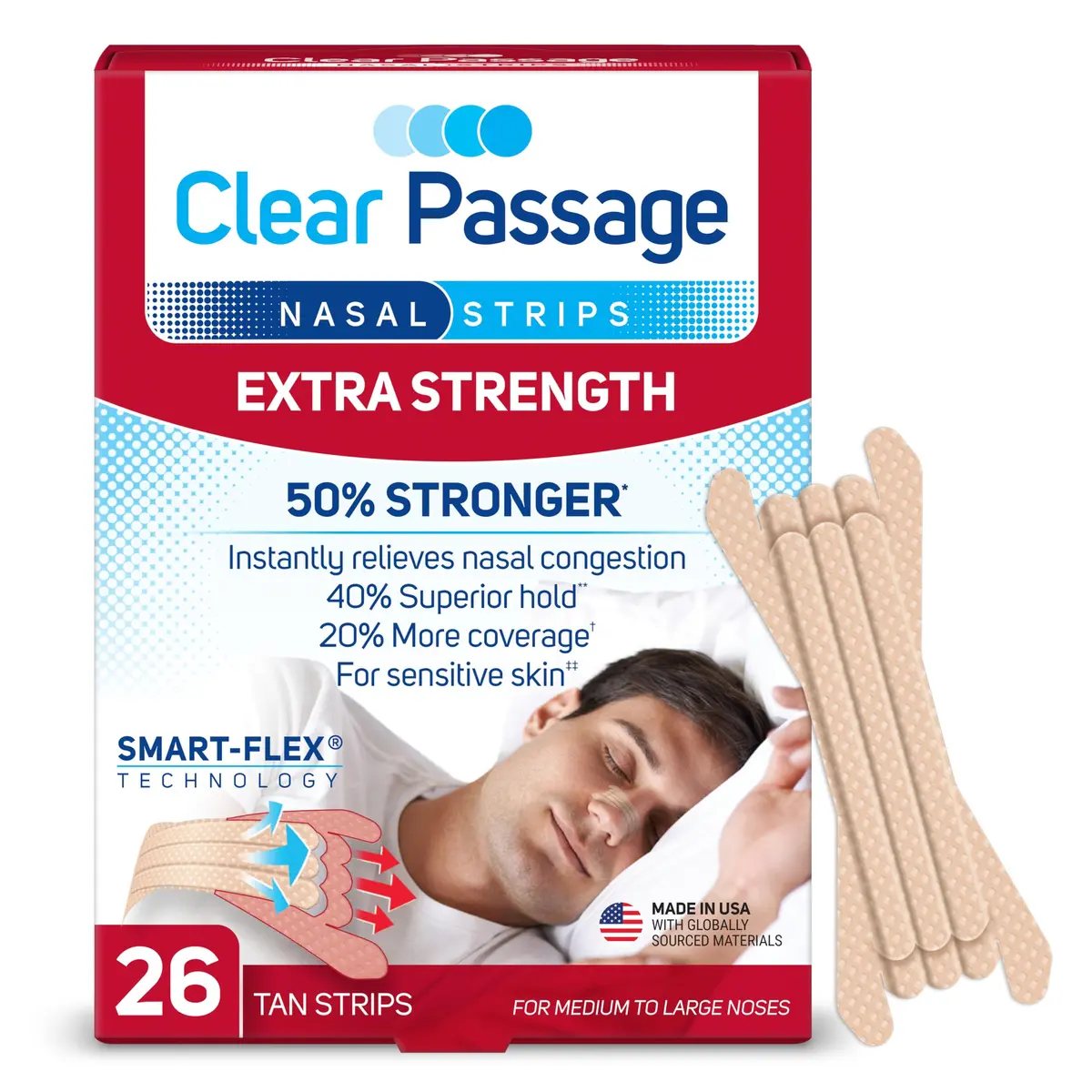 Clear Passage Nasal Strips Extra Strength 26 Count | Instantly Improve Sleep & Reduce Snoring - main product image