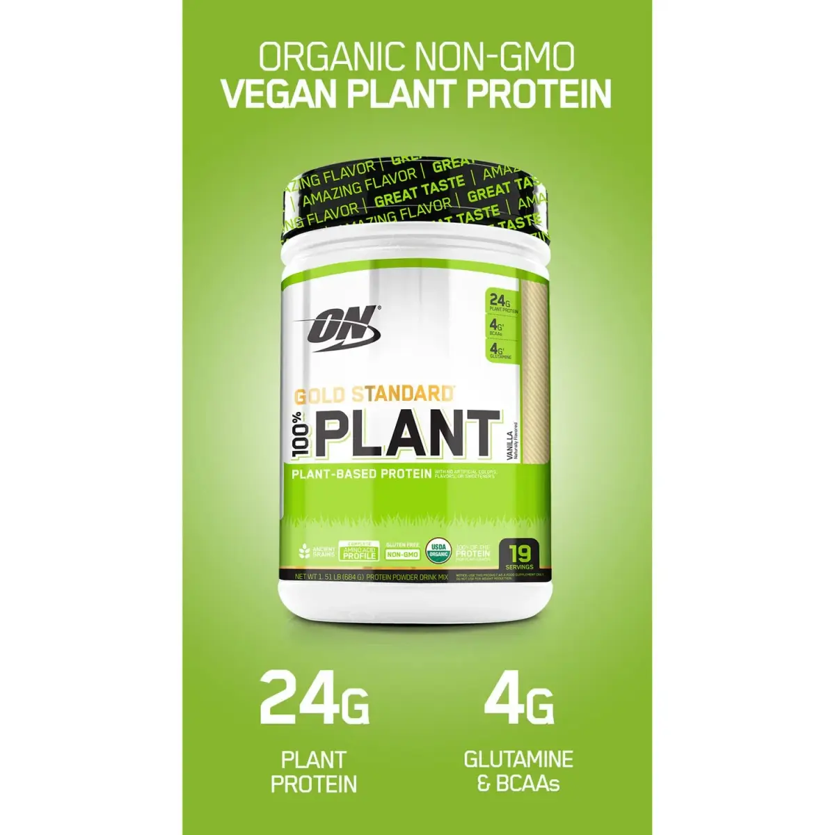 Optimum Nutrition Gold Standard 100% Plant Based Protein Powder Chocolate 721 g (1.59 lb) | USDA Organic & Non-GMO - view 3
