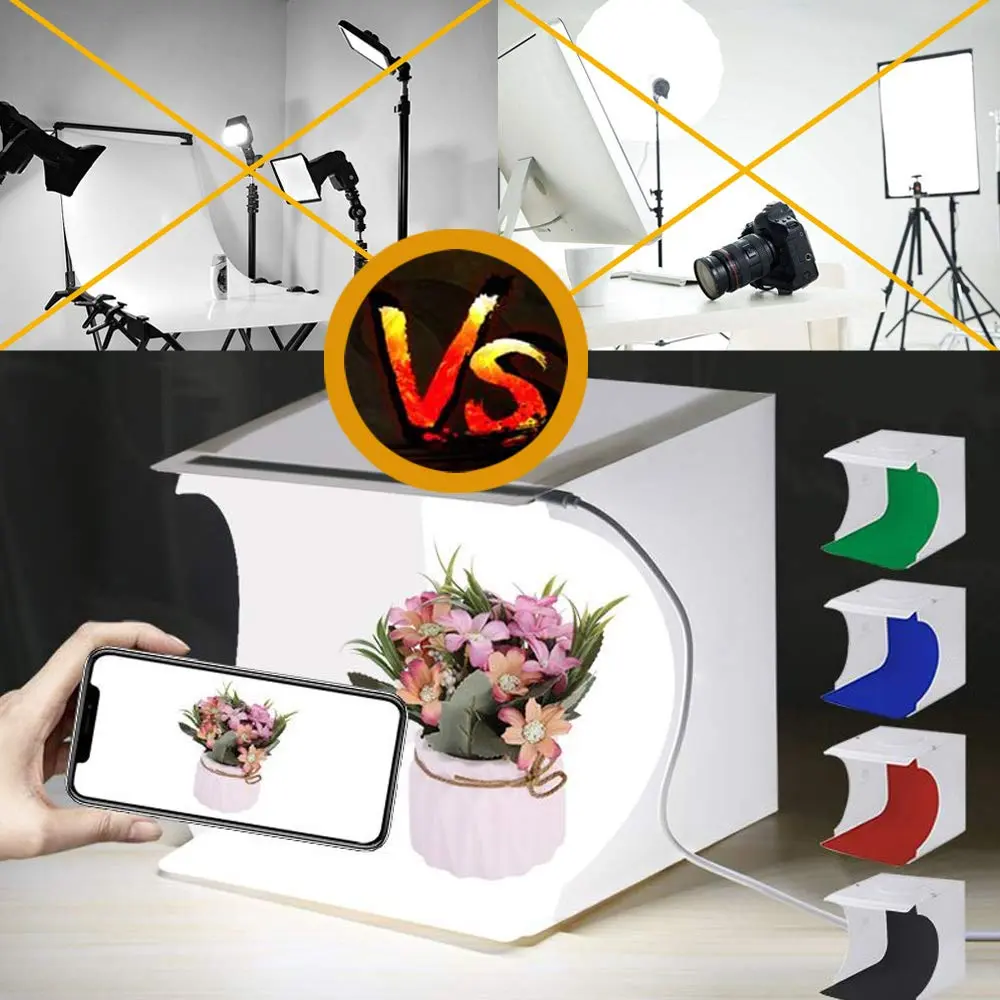 SENLIXIN Mini Photo Studio Light Box Kit 20cm (7.87 inches) | Portable Foldable Shooting Tent with LED Lights & 6 Backgrounds - view 5