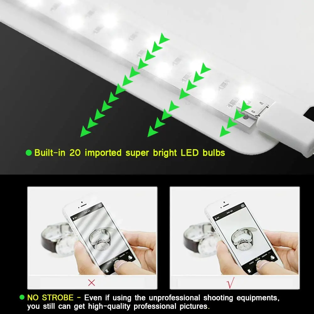 SENLIXIN Mini Photo Studio Light Box Kit 20cm (7.87 inches) | Portable Foldable Shooting Tent with LED Lights & 6 Backgrounds - view 4