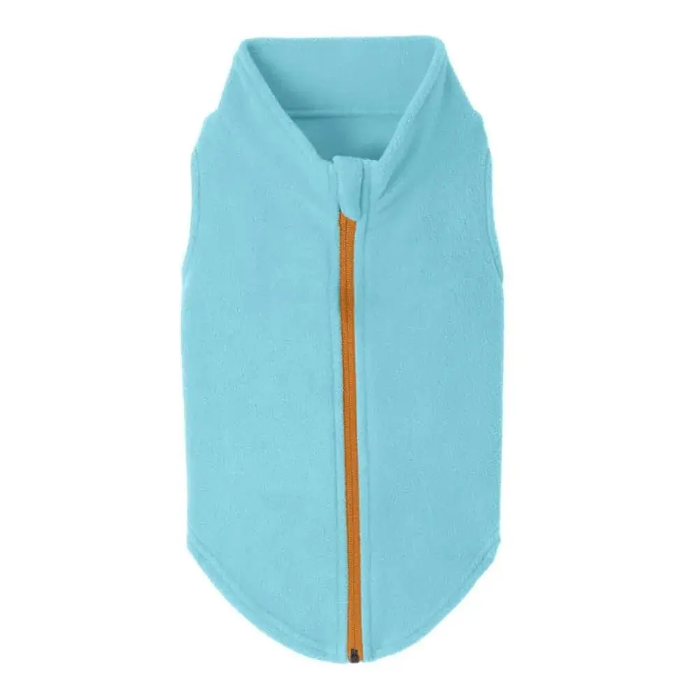 Gooby Zip-Up Fleece Dog Sweater, Turquoise, X-Small (28 cm Chest) - main product image