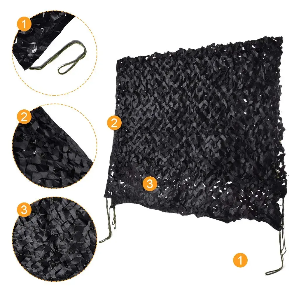 HYOUT Camouflage Netting 2m x 3m (6.5x10ft) Woodland Black | Durable Polyester Mesh for Hunting & Sunshade - view 3