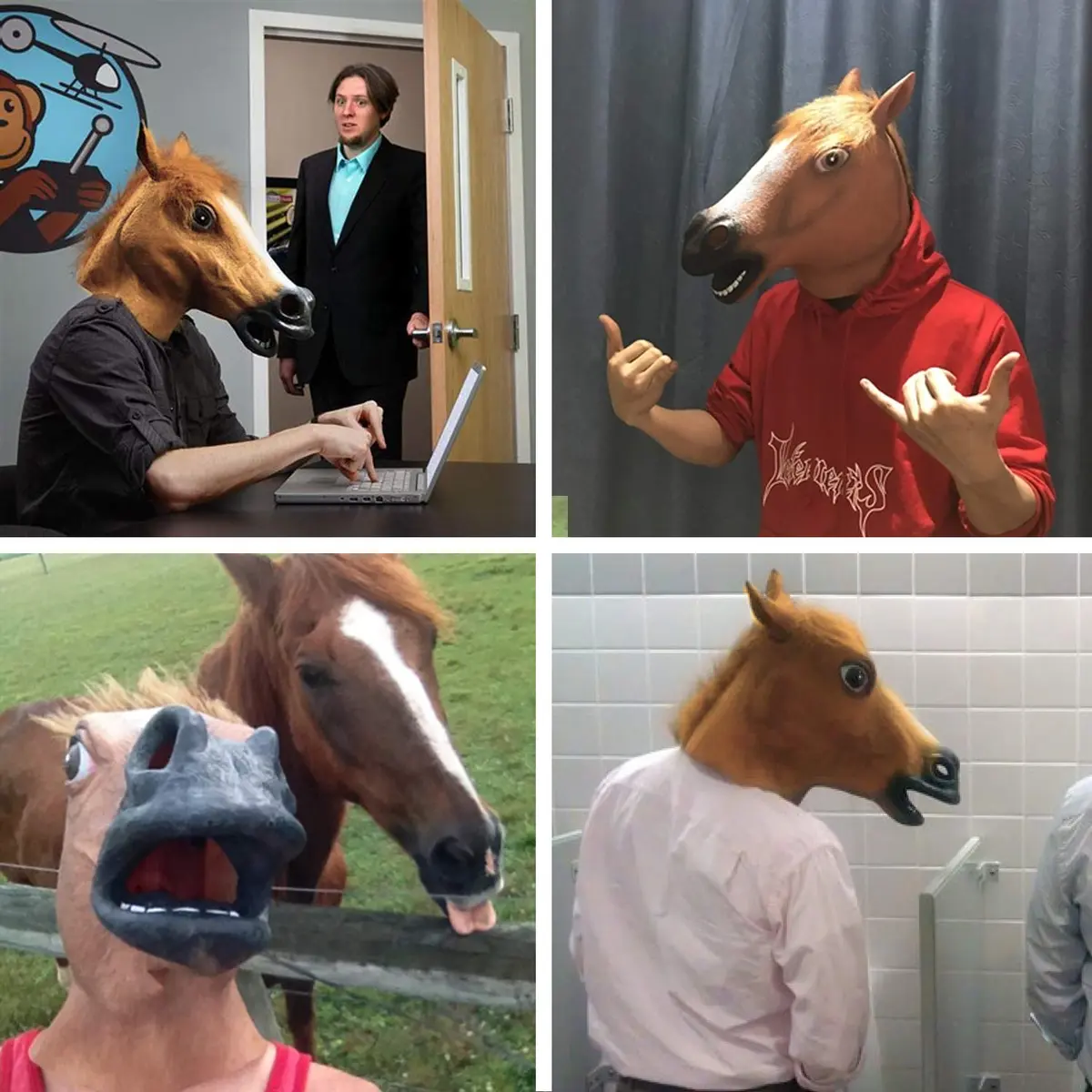 MOLEZU Horse Head Mask for Adult, Brown Latex Animal Mask | Novelty Halloween Costume - view 5